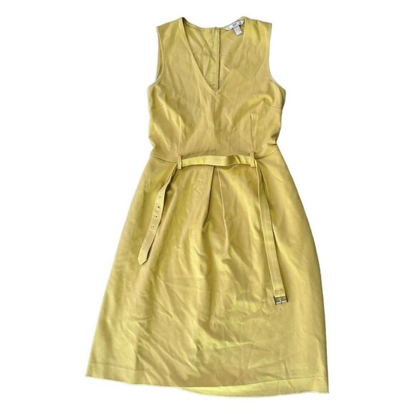EUC Banana Republic Yellow Ponte Belted Dress Size  Petite OP - Picture 1 of 12